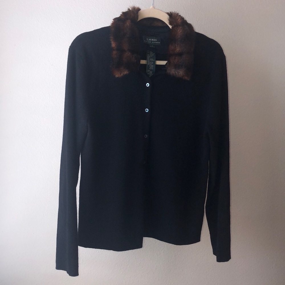 Lauren Ralph Lauren faux fur collared sweater